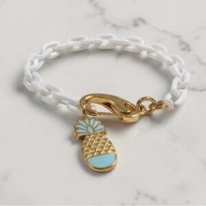Plunder White Chain Pineapple Charm Bracelet | Tropical Summer Jewelry